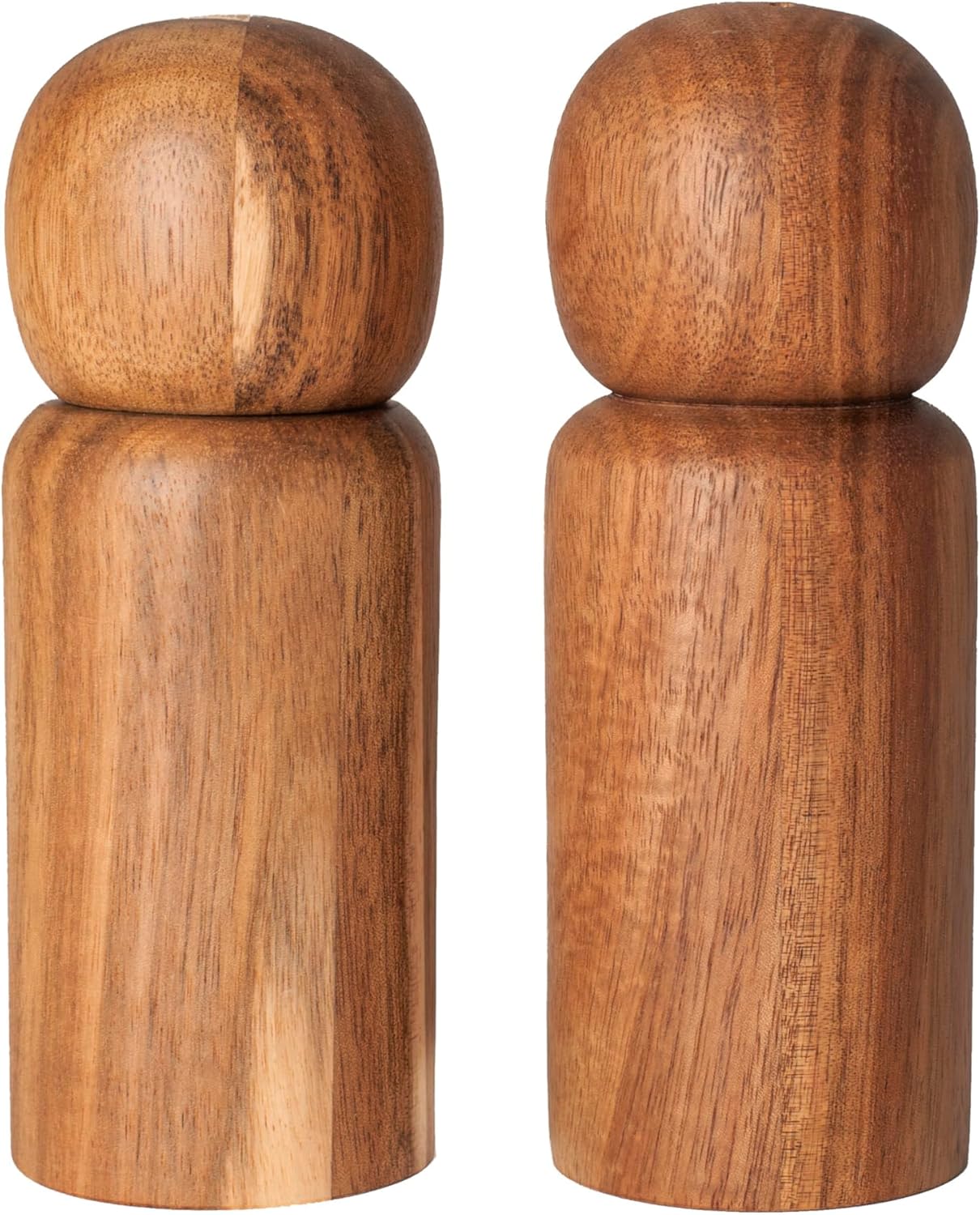 Simple Modern Acacia Wood Manual Refillable Salt Pepper Set