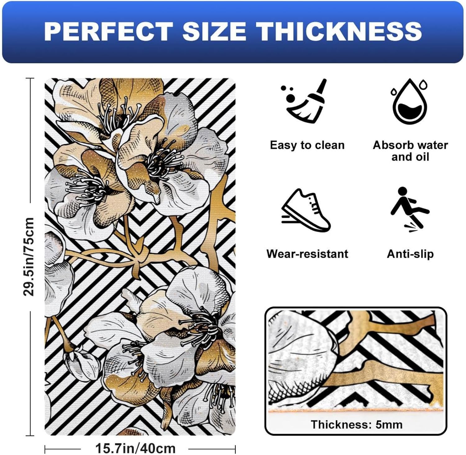 Flower Simple Northern Europe Kitchen Mat