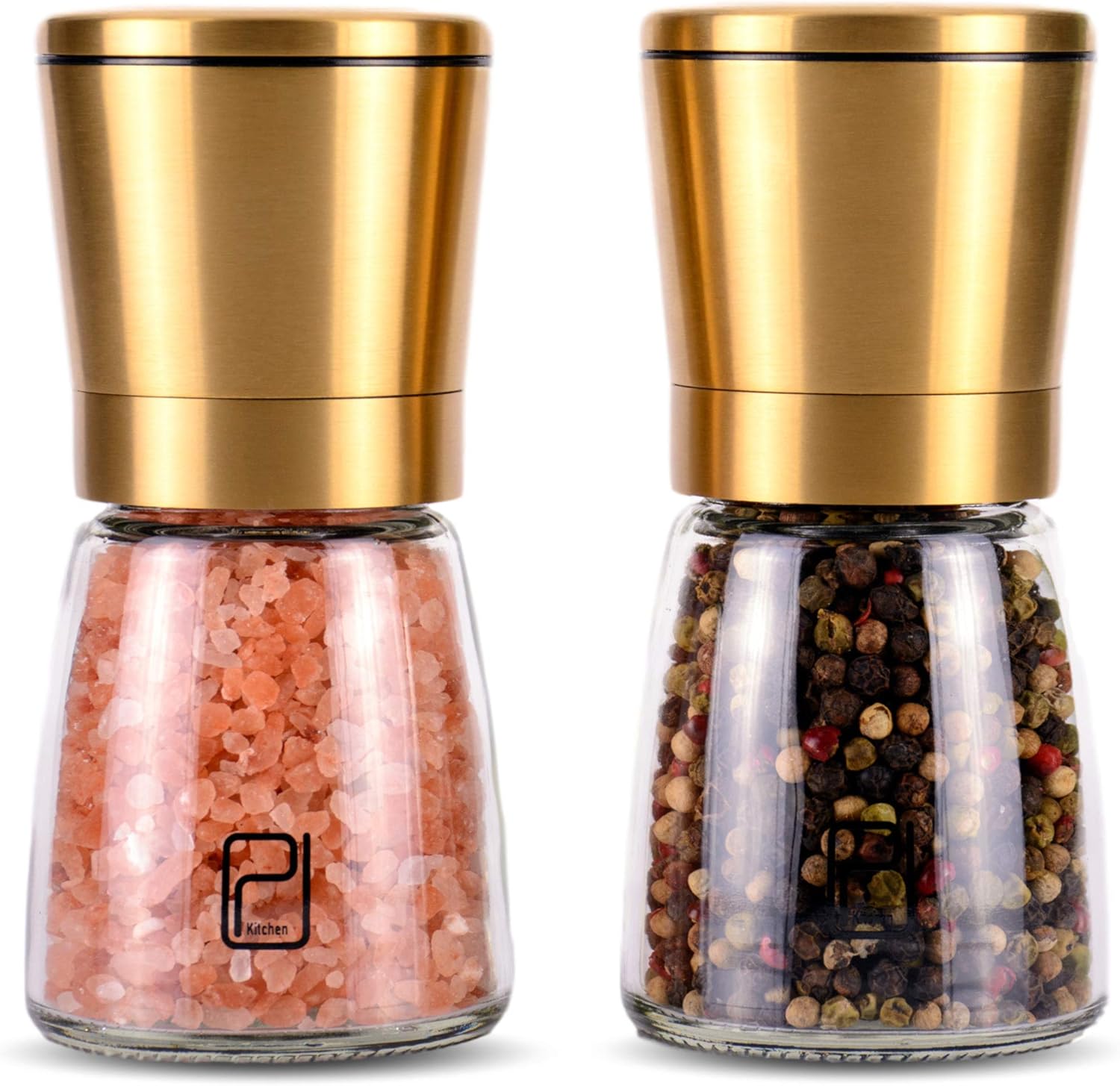 Golden Salt and Pepper Shucker Set with adjustable coarseness