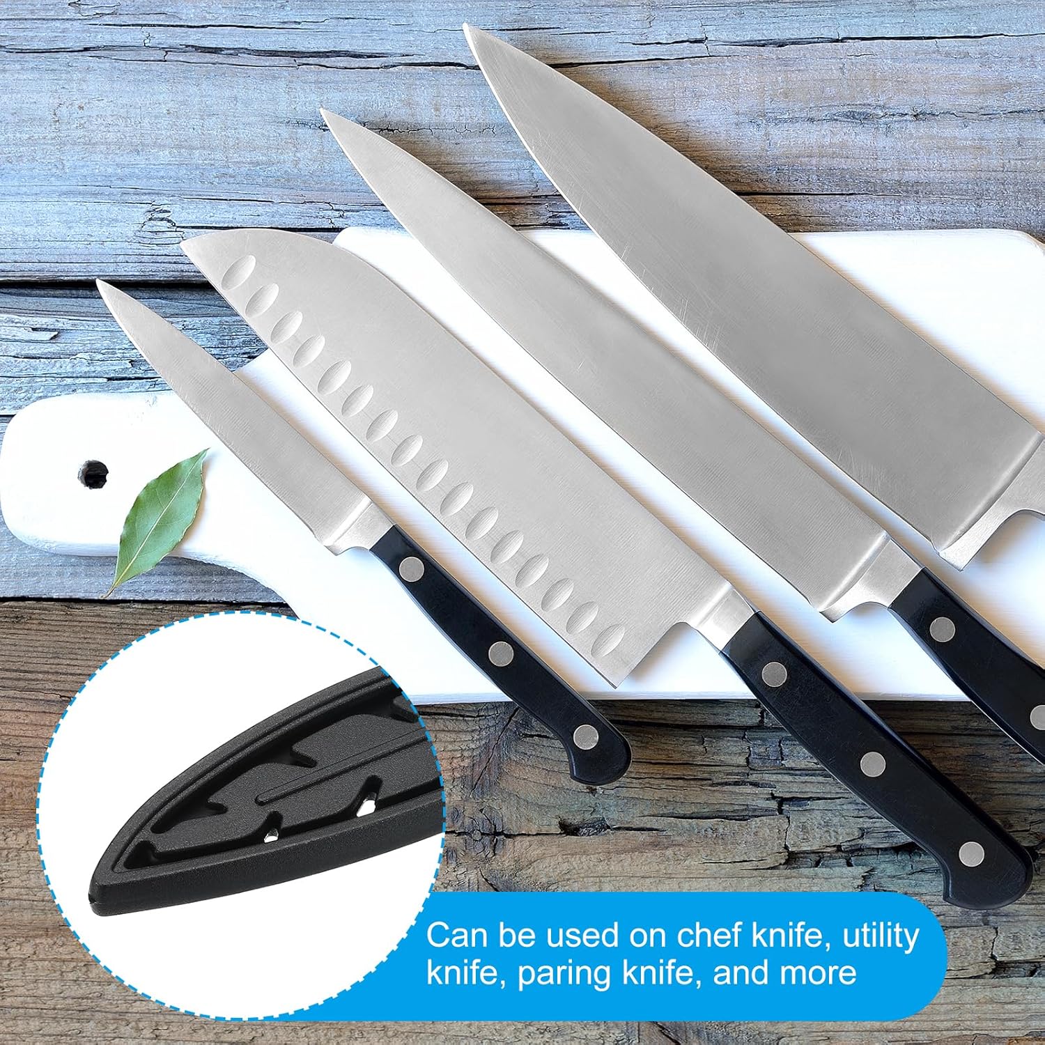 Durable Knife Edge Protection for 4 Santoku Knives Black Transparent