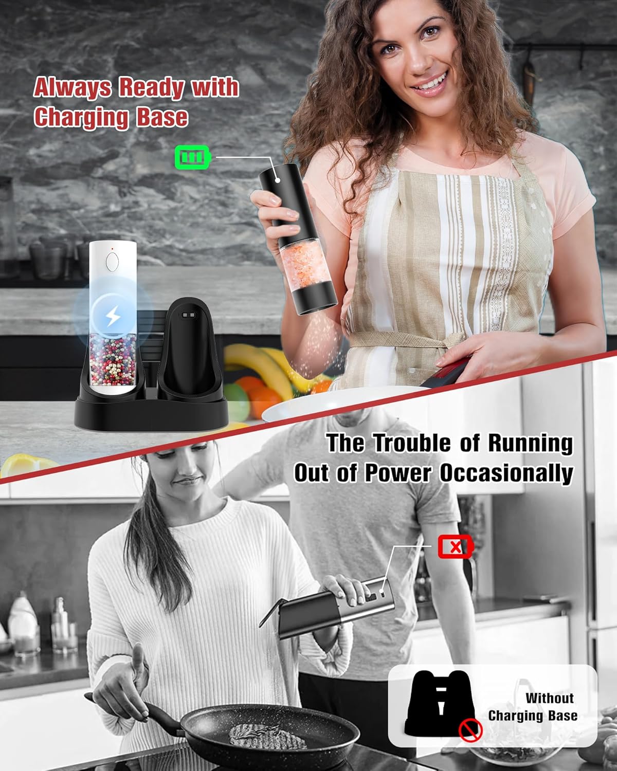 Rechargeable Salt Pepper Mill Set