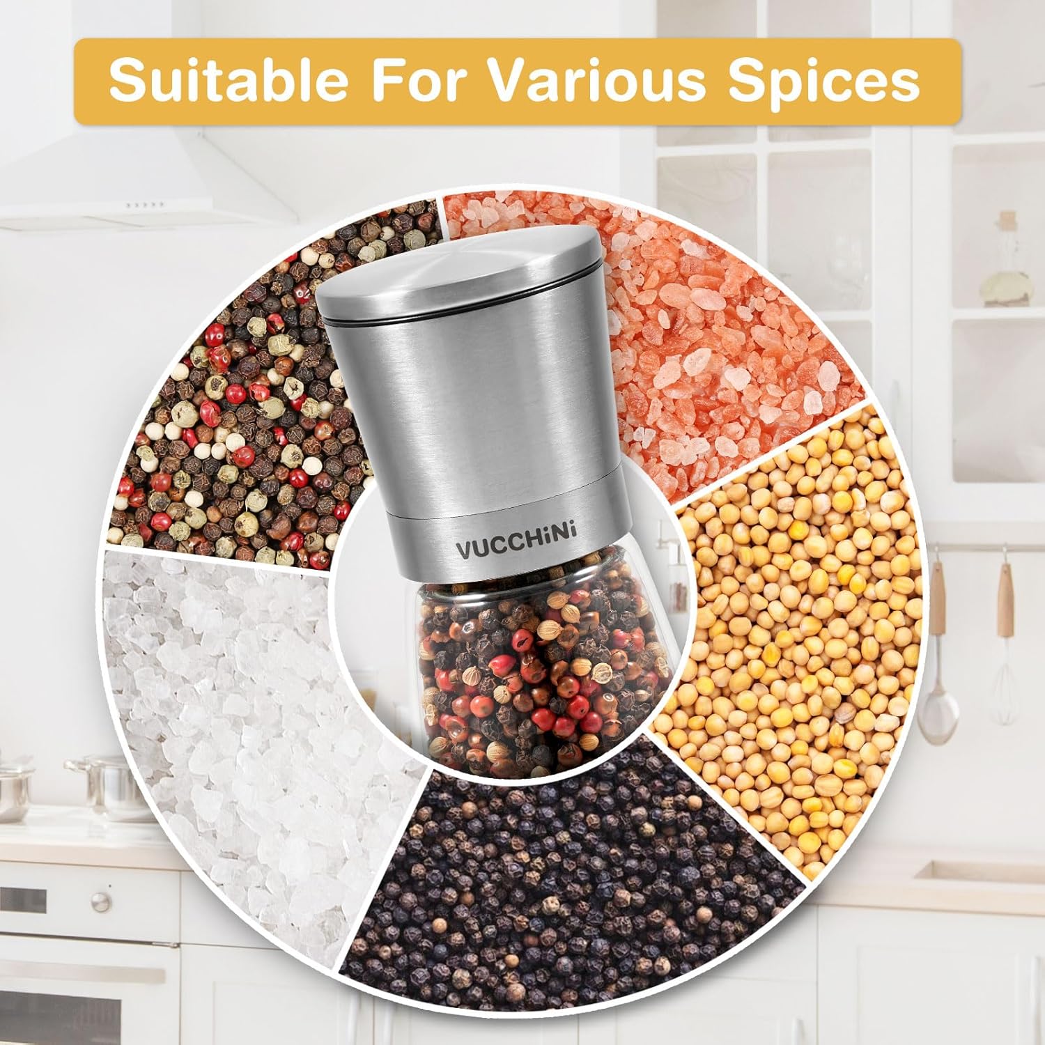 Adjustable Stainless Steel Salt Pepper Mill Set