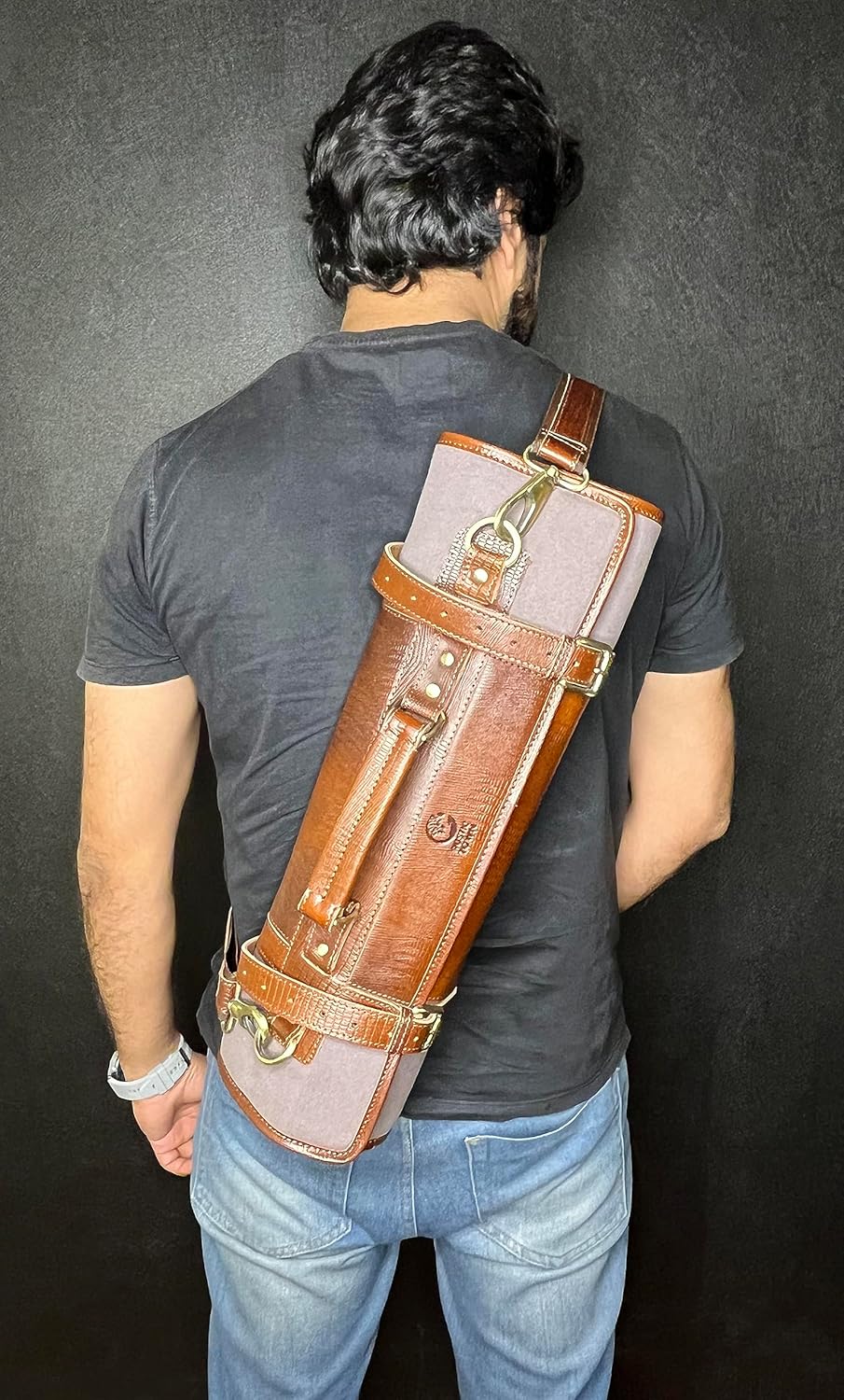 RUSTIC TOWN Genuine Leather Chef Knife Roll Set