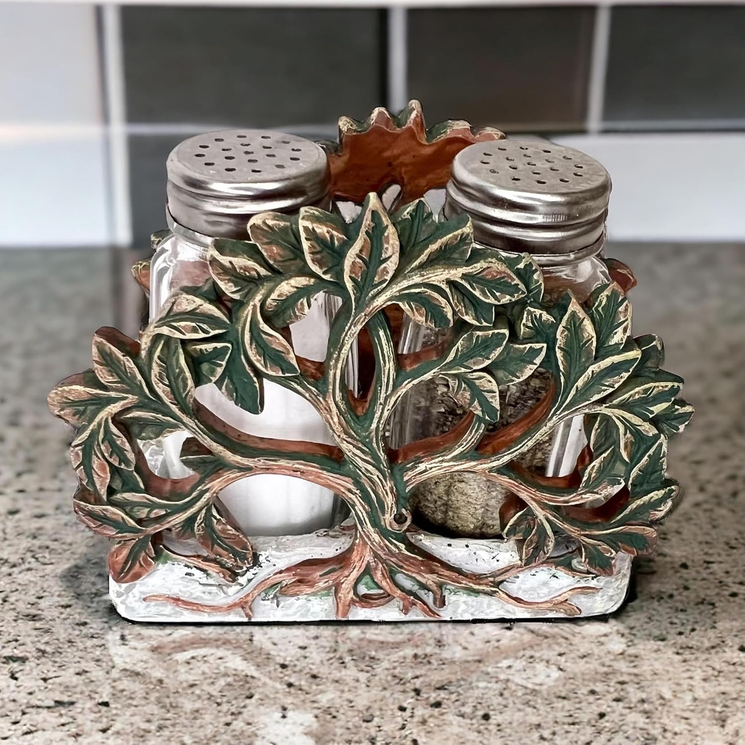 Top BrassTree of Life Salt and Pepper Shaker Set