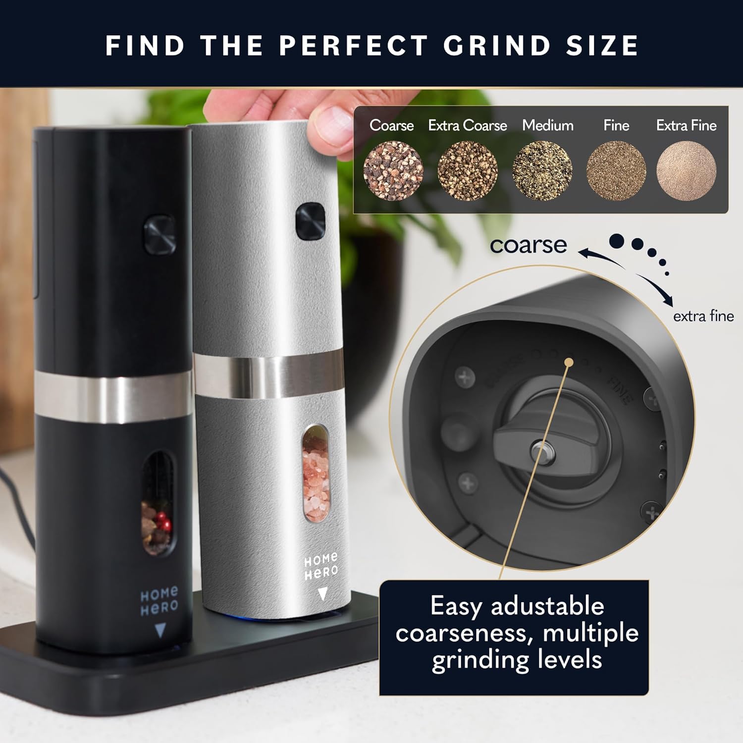 Home Hero Electric Salt and Pepper Grinder Set