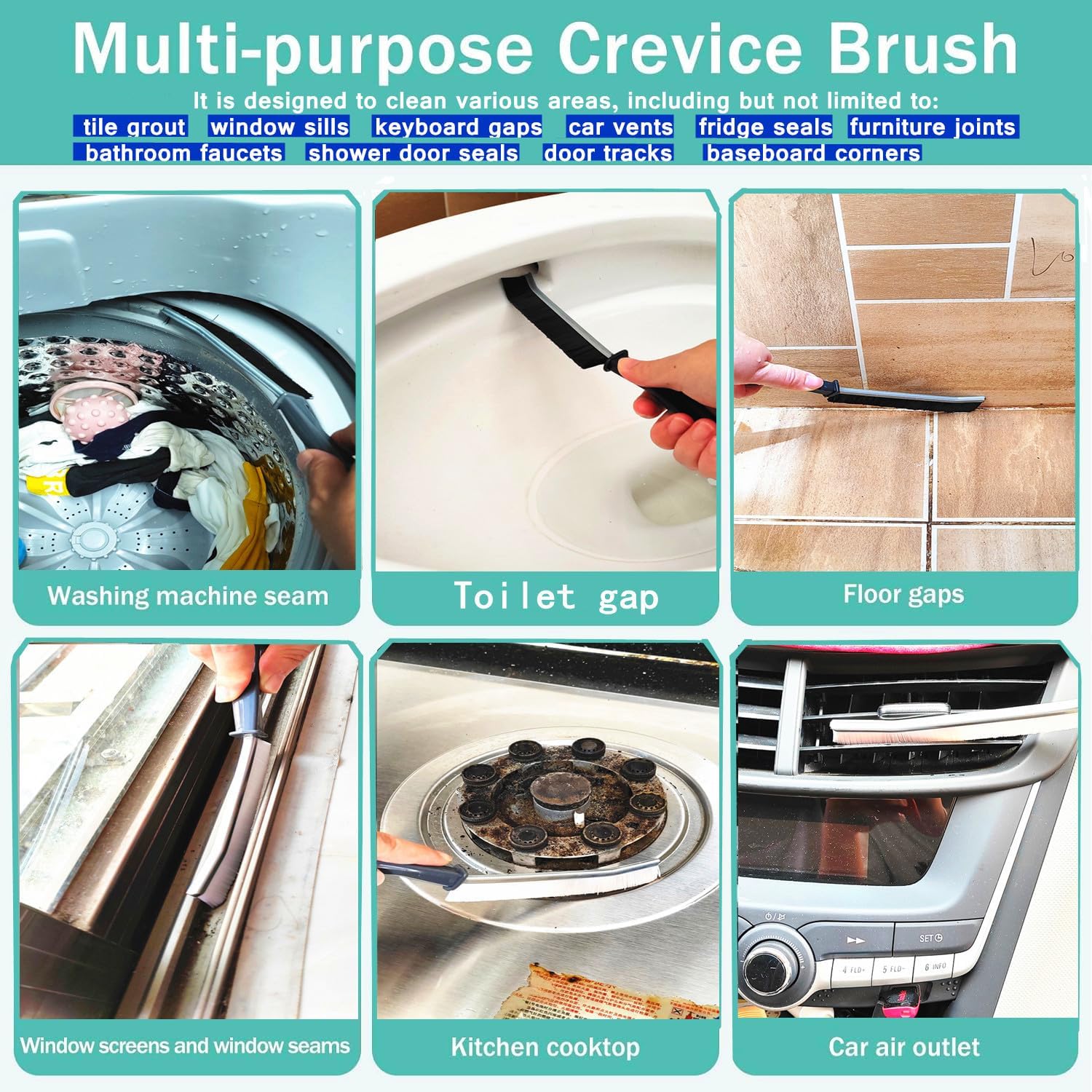 Stay Clean with Precision ALINGOTU Hard Bristle Crevice Cleaning Brush 2-Pack