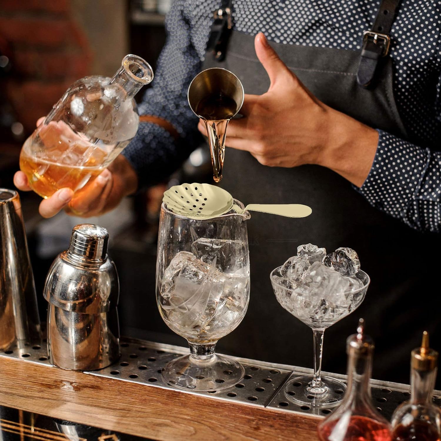 Sturdy Stainless Steel Cocktail Strainer Spoon by DOITOOL for Home Bar