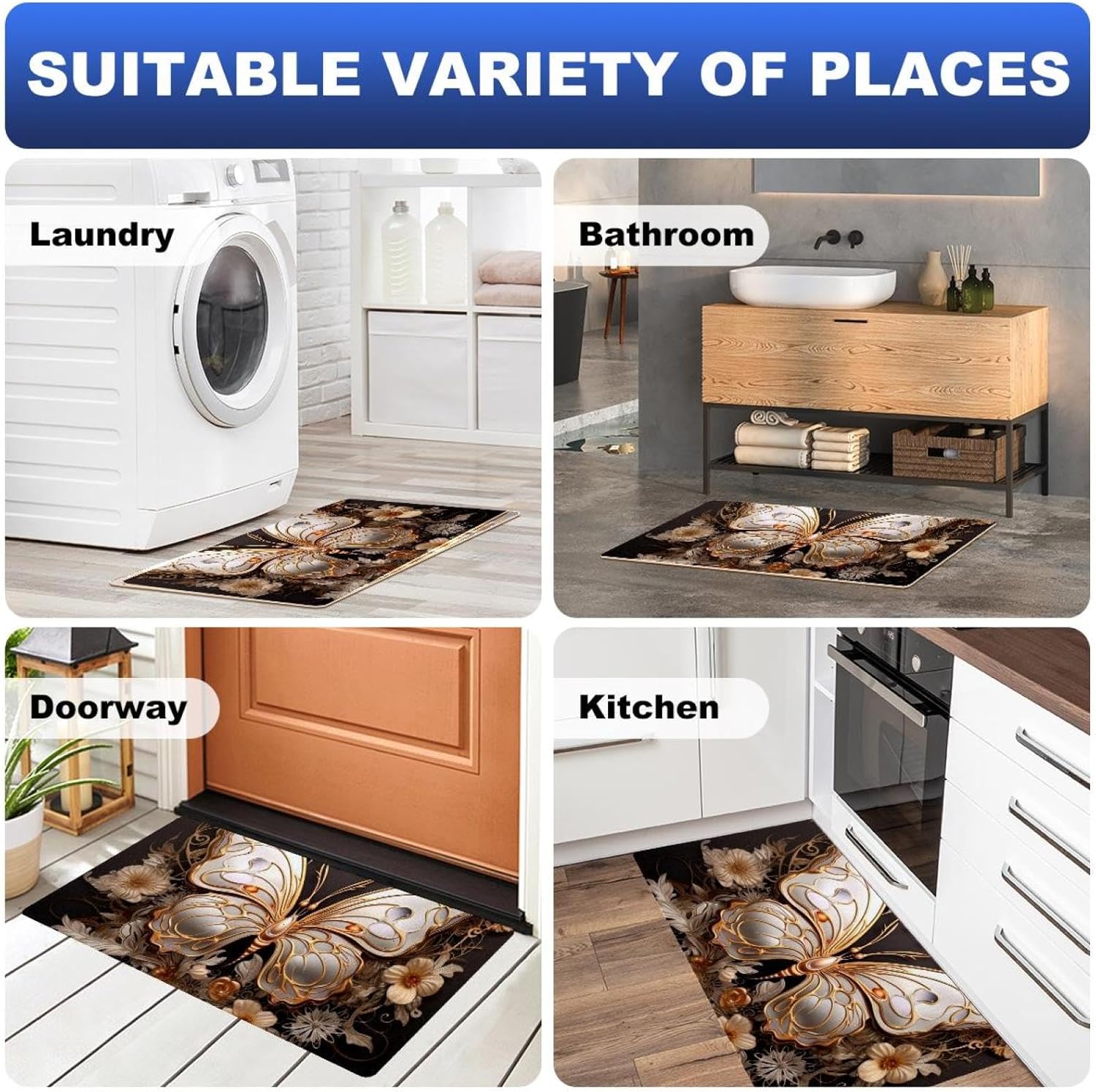 Asebiunh Butterfly Fission Diagram 157x295 Waterproof Comfort Kitchen Mat