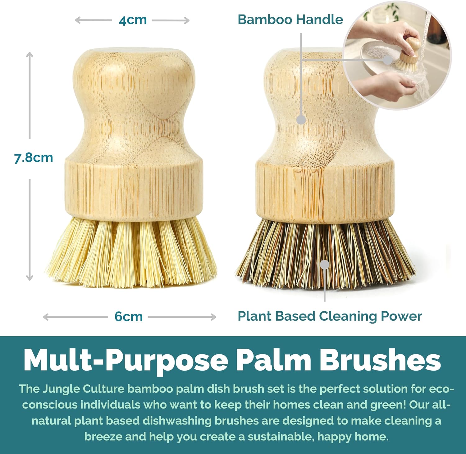 Eco-Friendly Bamboo Dish Brush Set