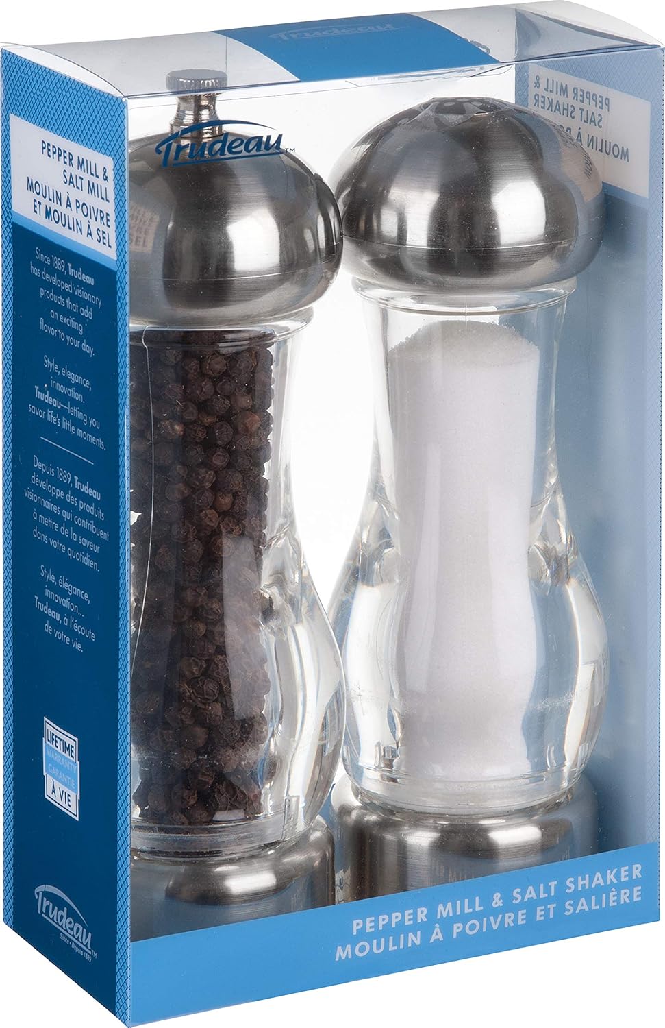 Trudeau Pepper Mill and Salt Shaker Set 7-Inch Tall