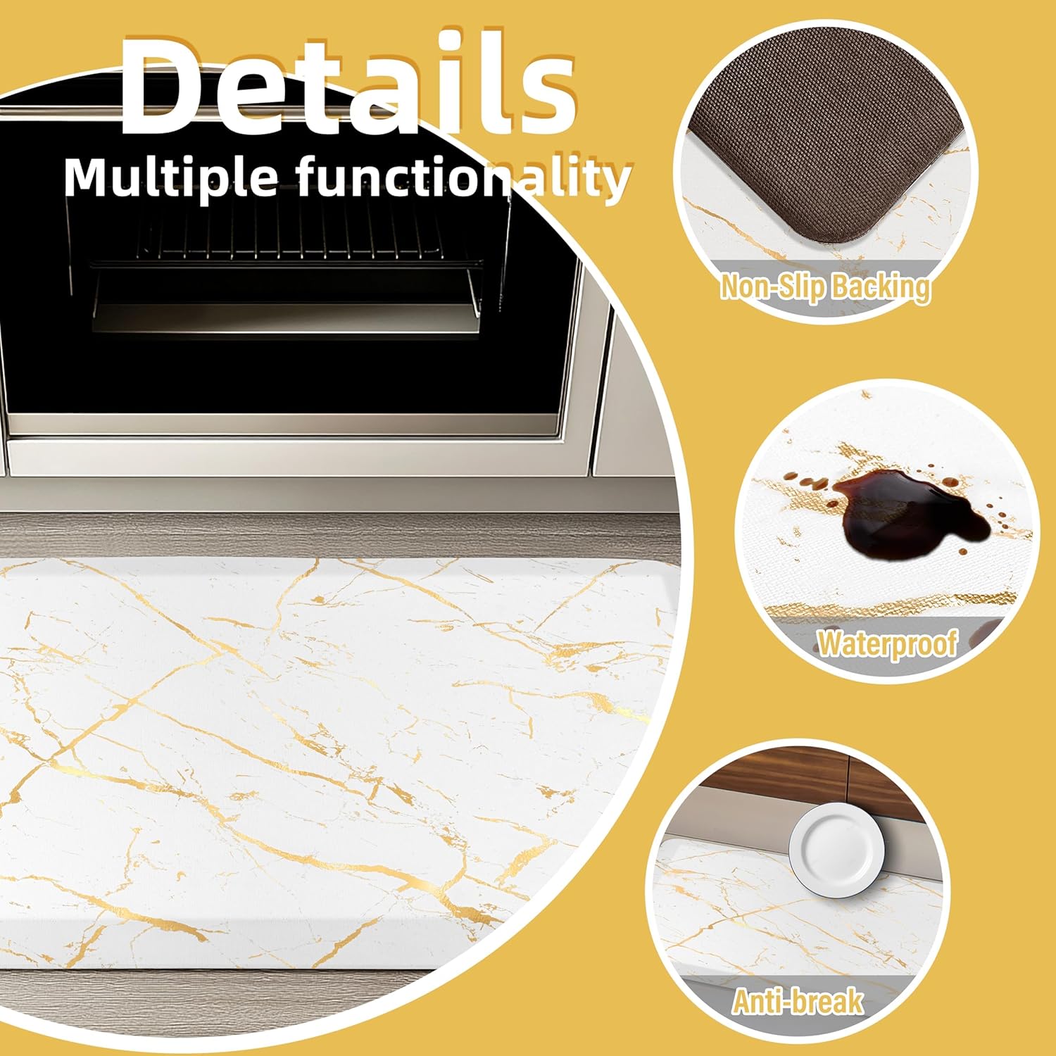 Luxury Gold Foil Kitchen Mat