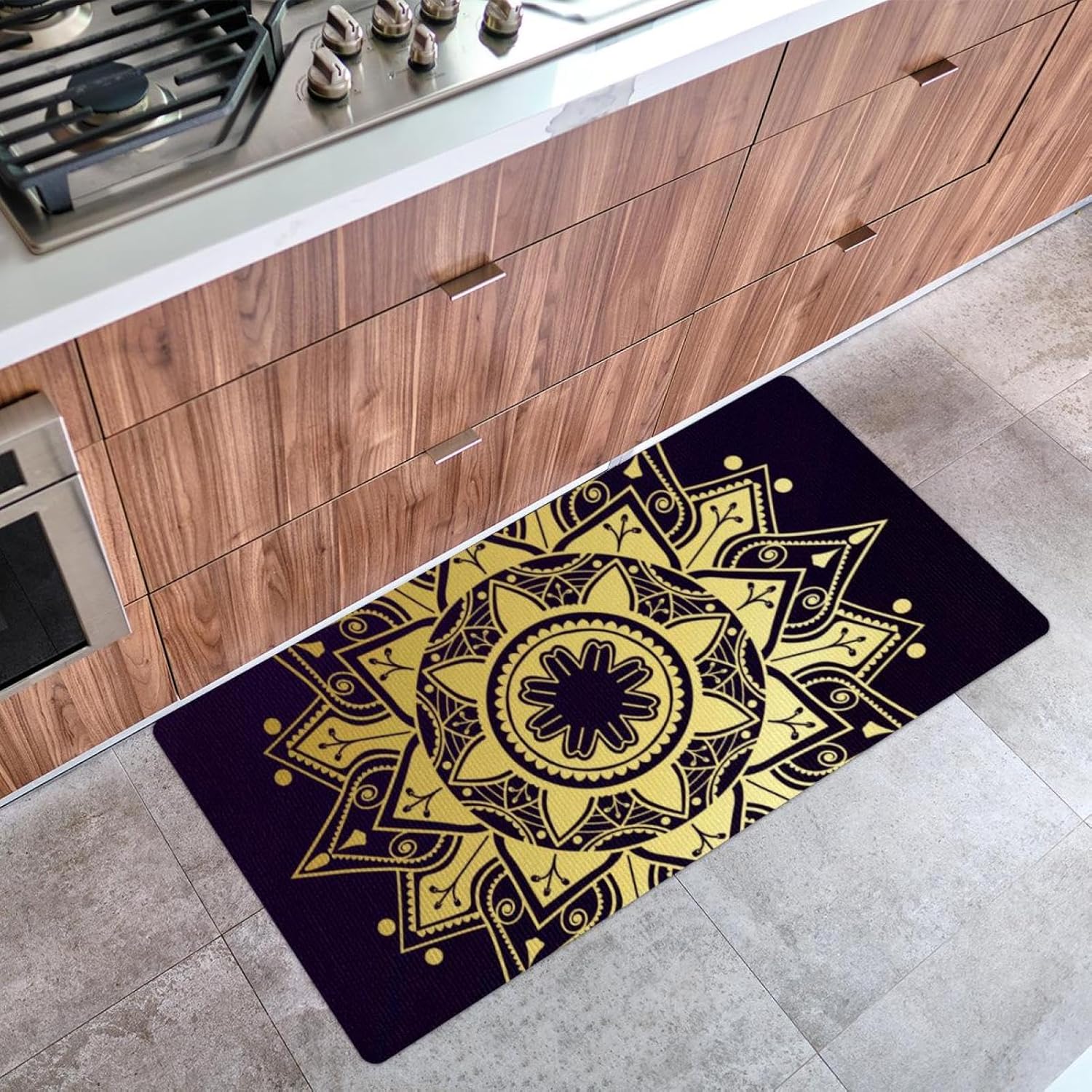 Golden Mandala Non-Slip Kitchen Mat