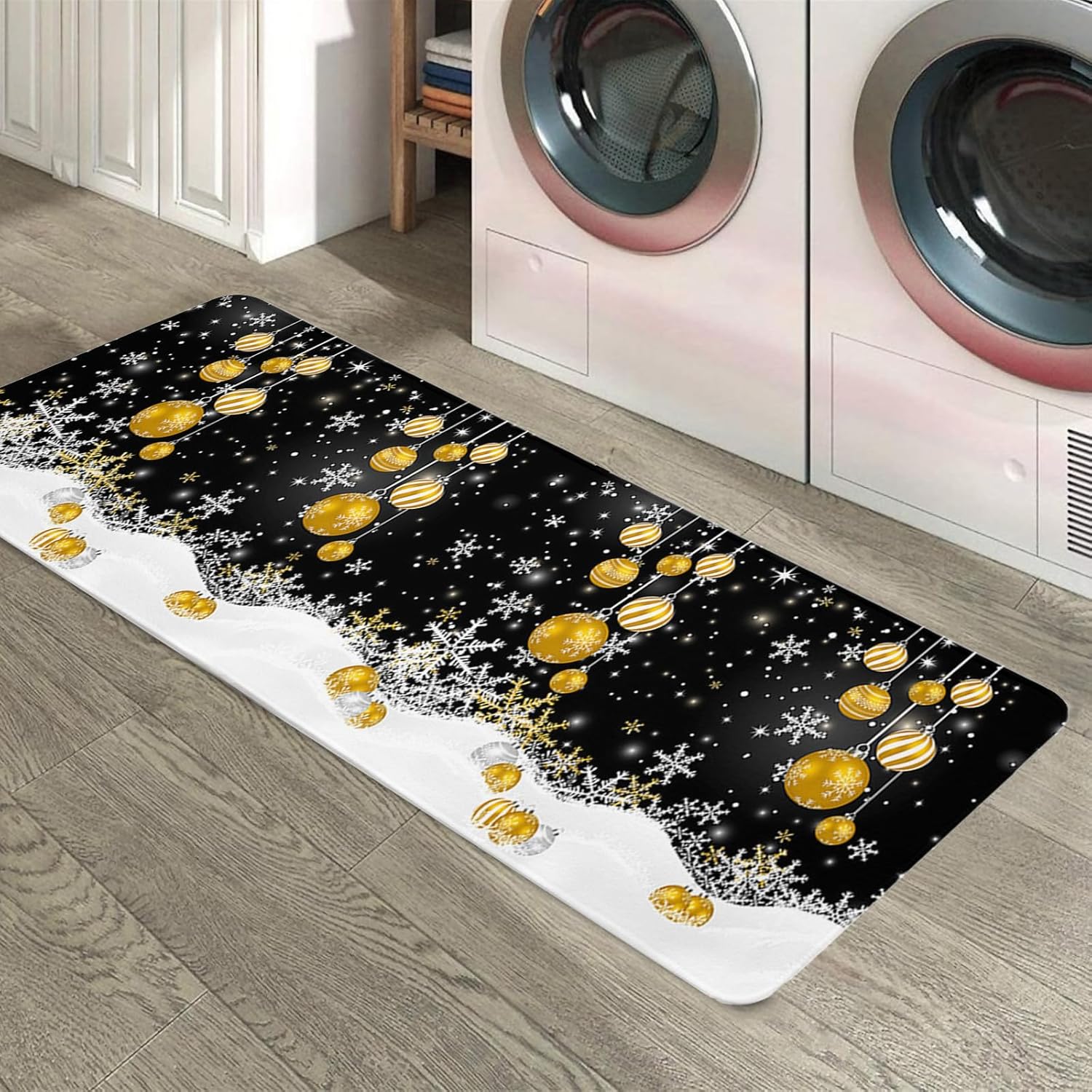 Christmas Kitchen Snowflake Mat Anti-Fatigue Kitchen Mat Set