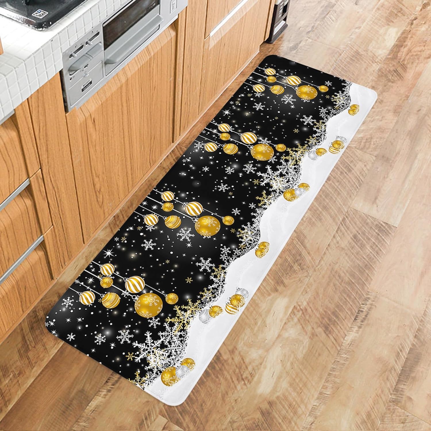 Christmas Kitchen Snowflake Mat Anti-Fatigue Kitchen Mat Set