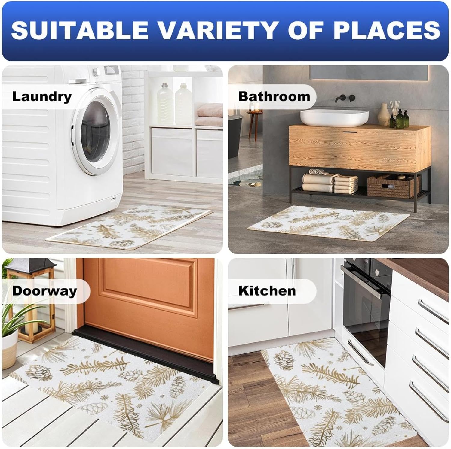 Golden Winter Kitchen Rugs