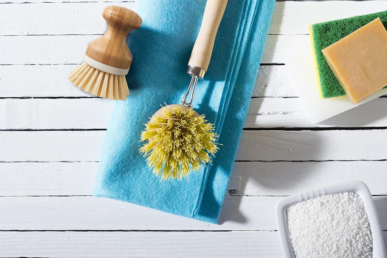 HIC Kitchen Bamboo Vegetable Scrubber with BPA-Free Bristles and Non-Scratch Surface