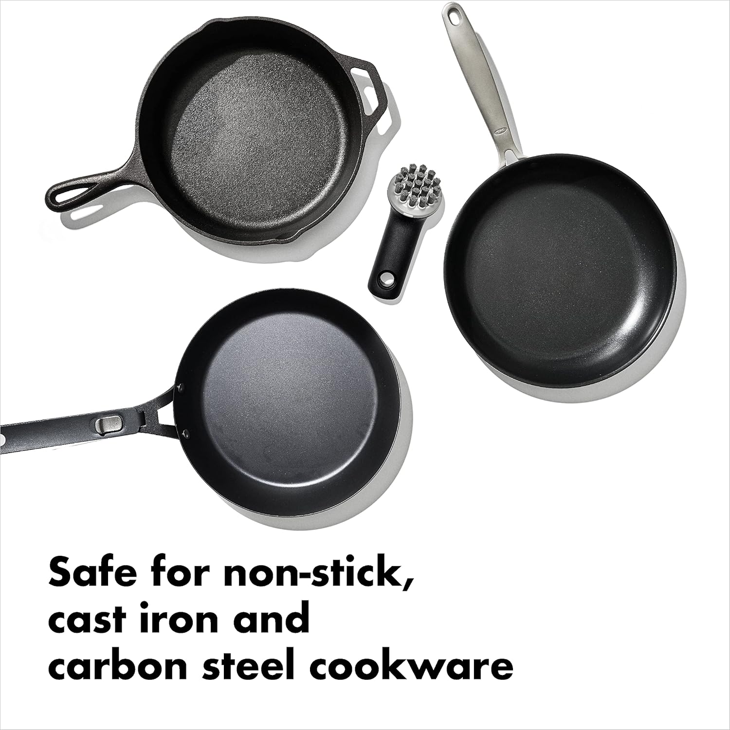 Oxo Good Grips Cast Iron Brush Stainless Steel Scraper Chopper Bundle
