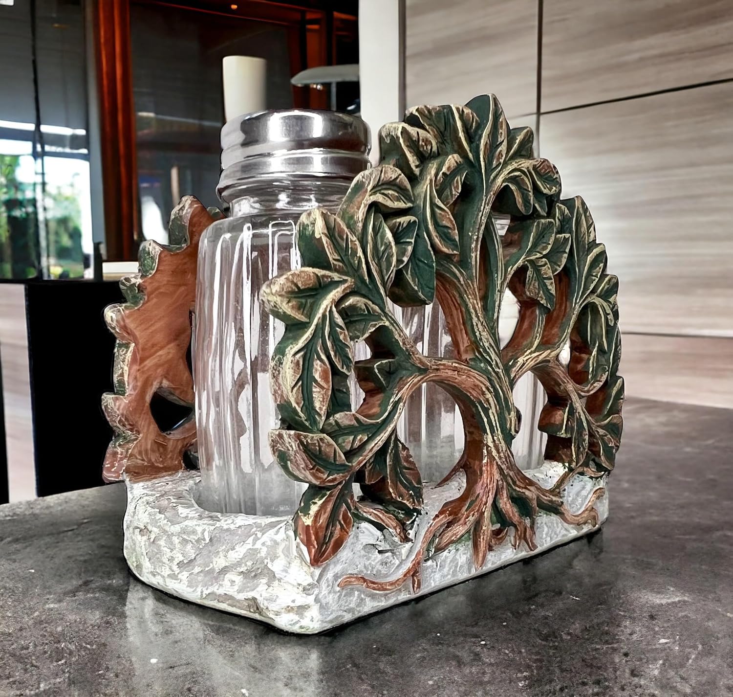 Top BrassTree of Life Salt and Pepper Shaker Set
